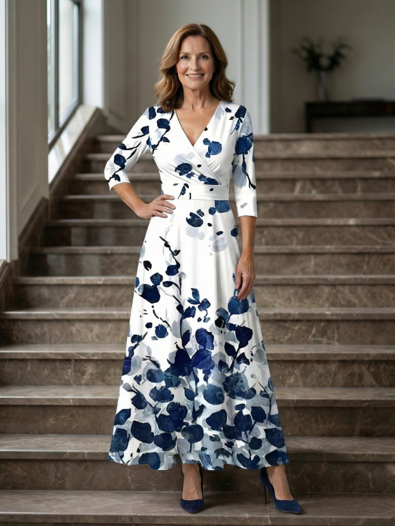 Coralie | Robe Midi Croisée à Col