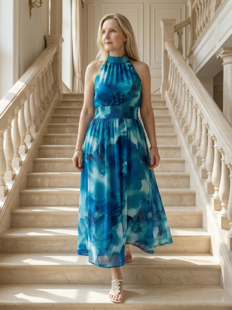 Anaïs | Robe Midi Halter Froncée