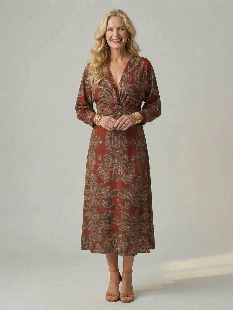 Estelle | Robe Midi Portefeuille Naturelle