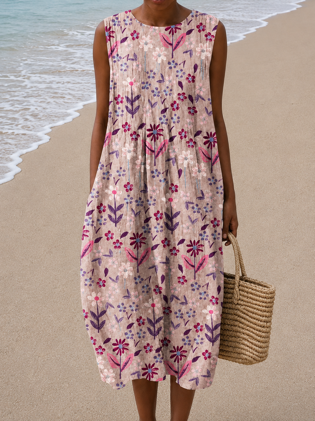 Abigaíl - Robe Midi Sans Manches Coupe Décontractée