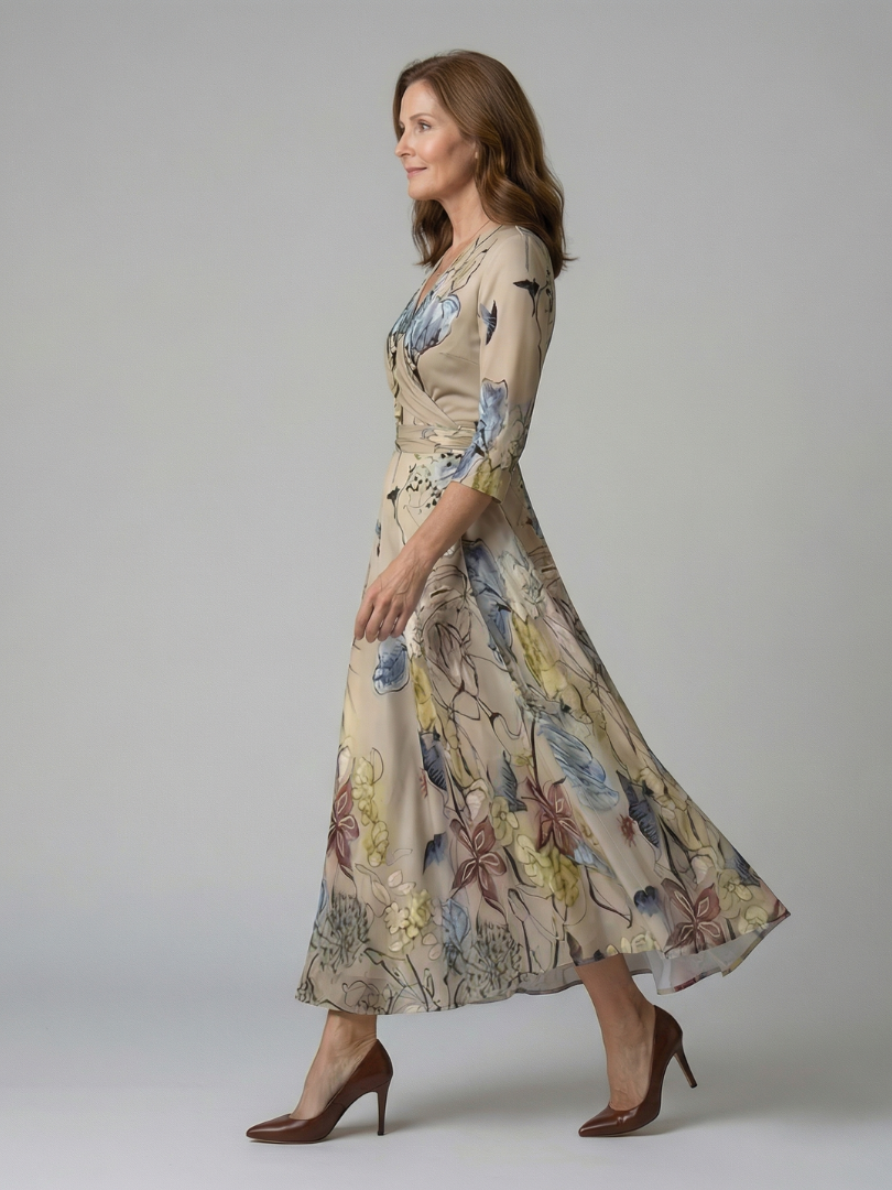 Coralie | Robe Midi Croisée à Col