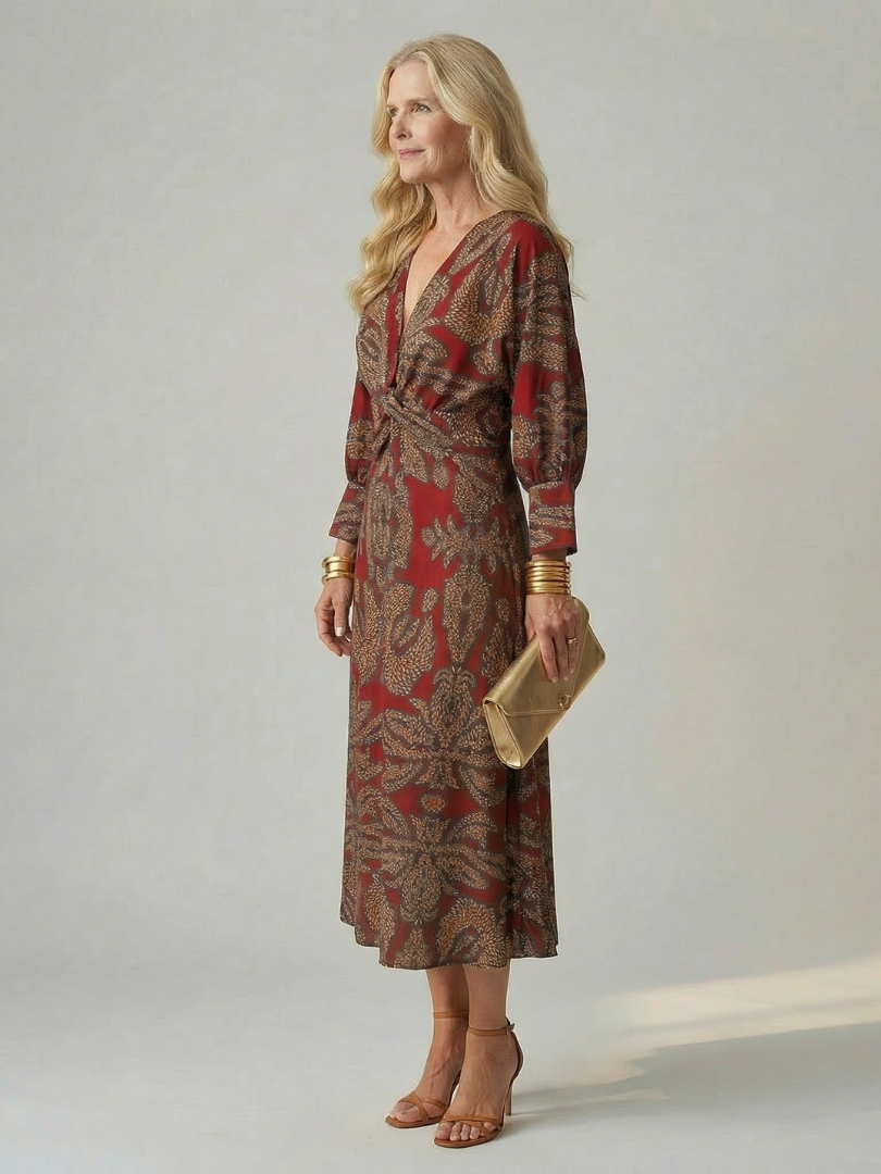 Estelle | Robe Midi Portefeuille Naturelle