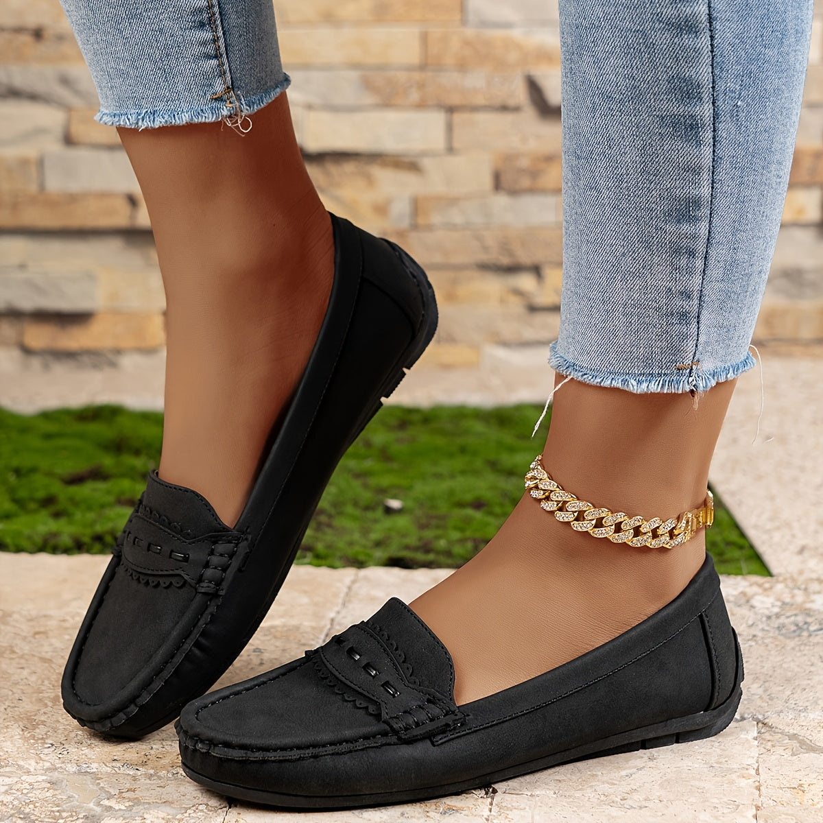 Léonelle | Mocassins Effet Daim Festonnés
