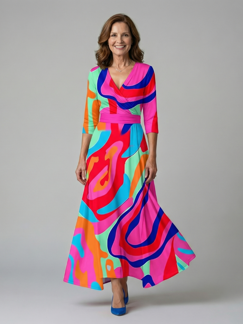 Coralie | Robe Midi Croisée à Col