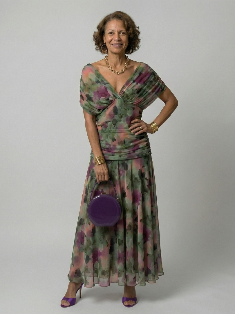 Marion | Robe Midi Décontractée à Épaules Dénudées