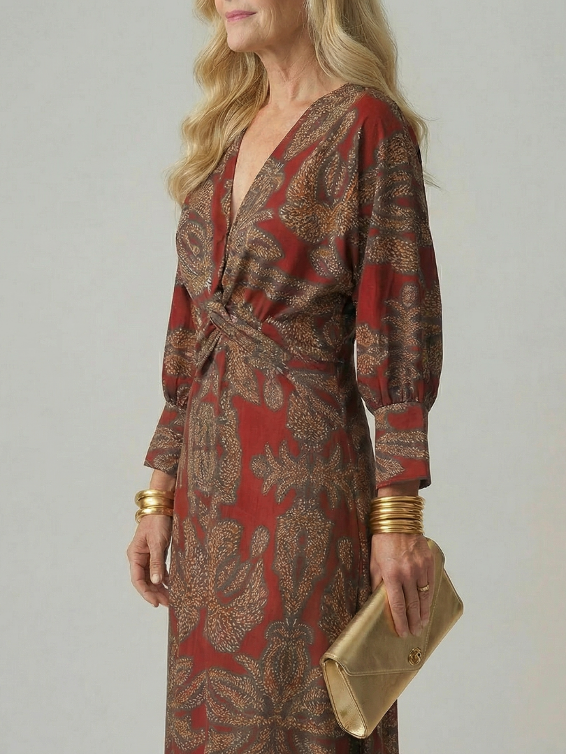Estelle | Robe Midi Portefeuille Naturelle