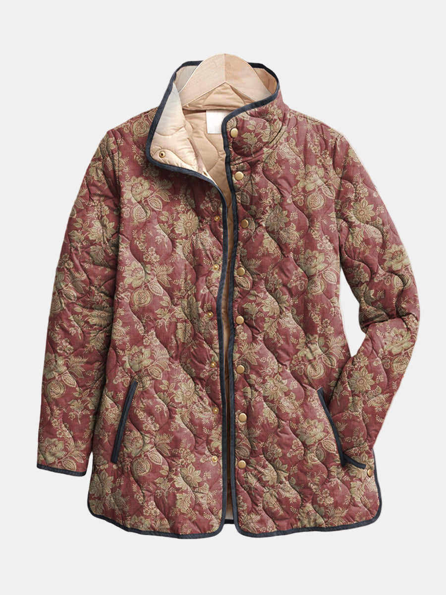 Denise | Veste Matelassée Damas Prune