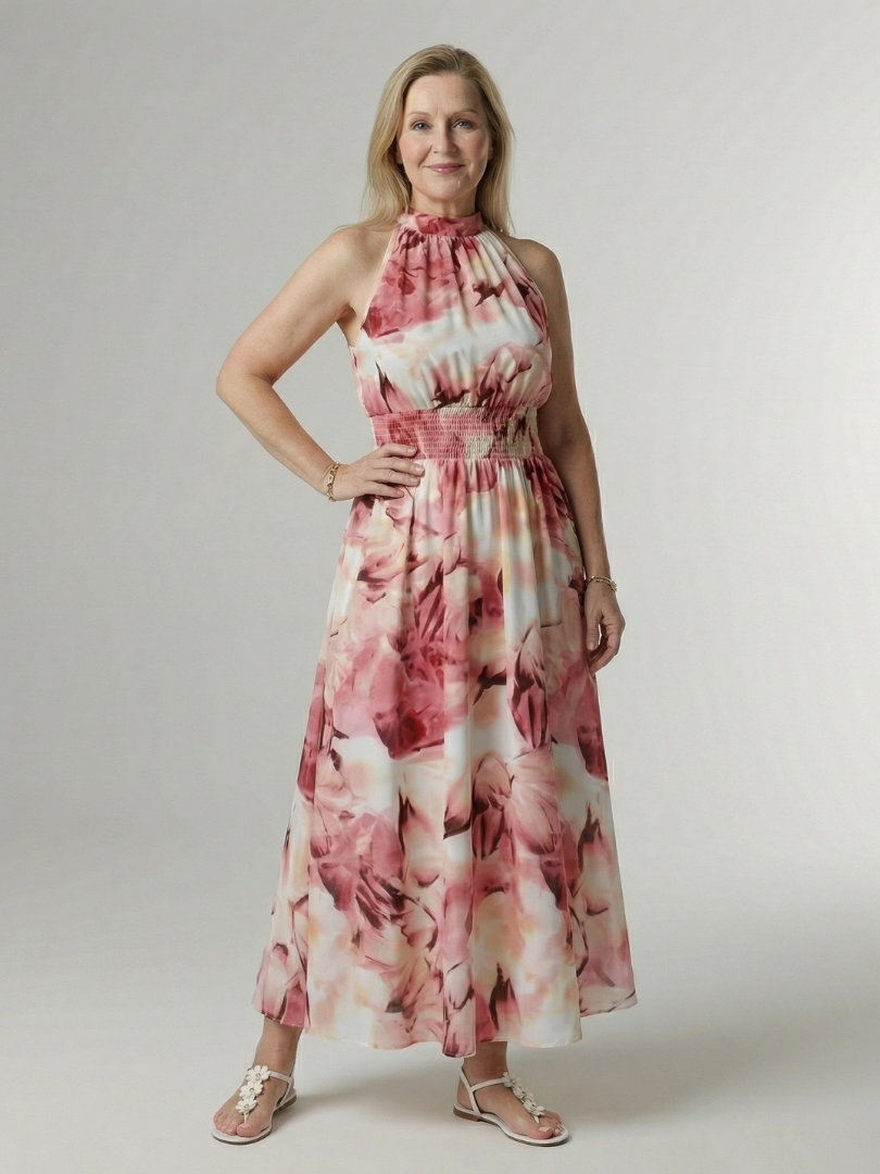 Anaïs | Robe Midi Halter Froncée