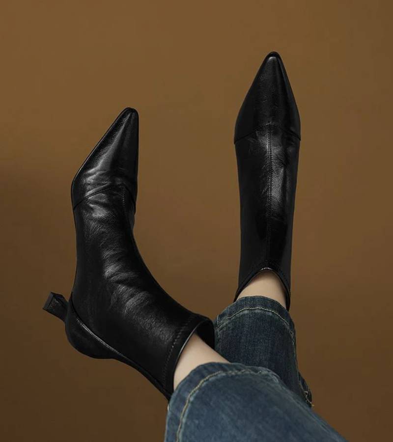 Charlette | Bottines en cuir à talon élégant
