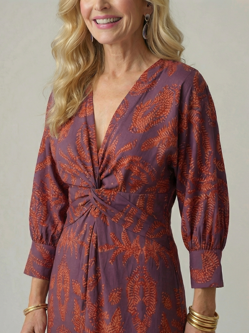 Estelle | Robe Midi Portefeuille Naturelle