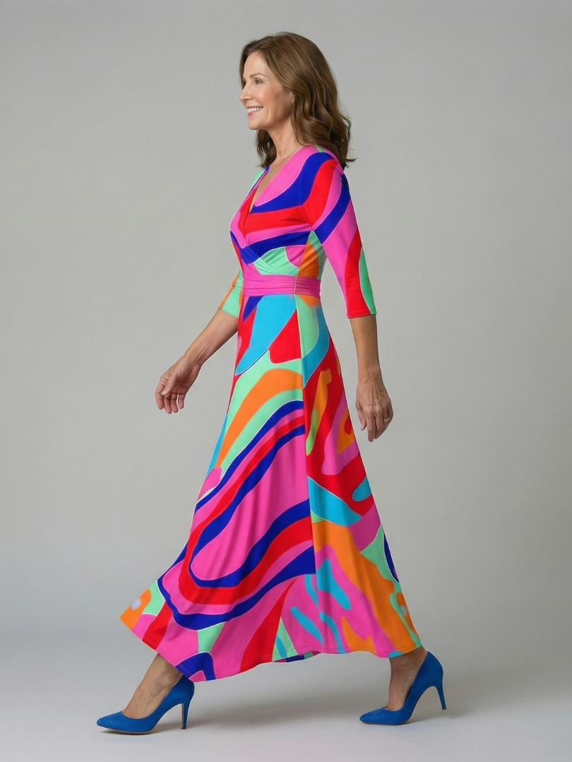Coralie | Robe Midi Croisée à Col