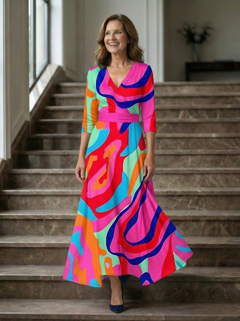 Coralie | Robe Midi Croisée à Col