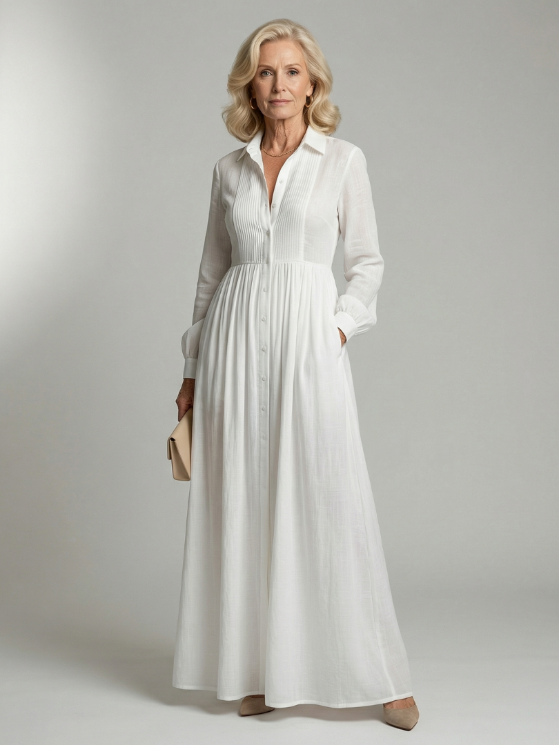 Élise | Robe Maxi Soft Flow Blanche