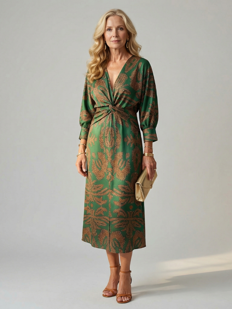 Estelle | Robe Midi Portefeuille Naturelle