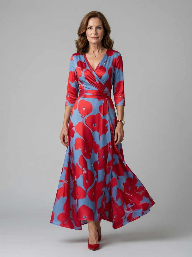Coralie | Robe Midi Croisée à Col