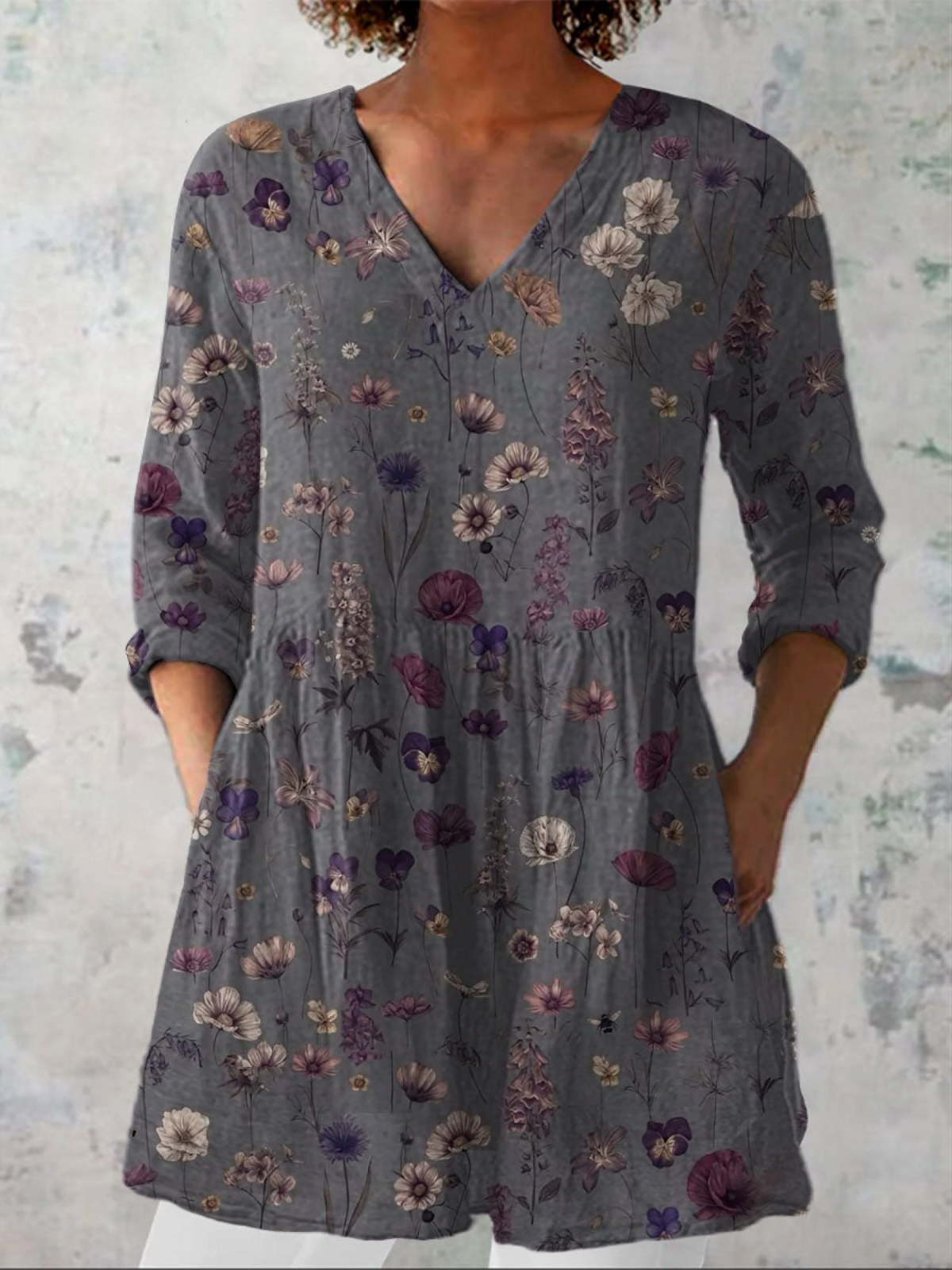 Carmen | Blouse Longue Col V Manches Longues