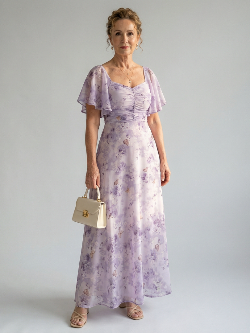 Delphine | Robe Midi Manches Volantes