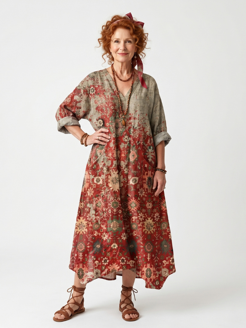 Ballade | Robe Midi Imprimée à Poches