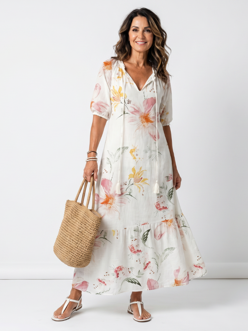 Aubierge | Robe Midi Fleurie à Volants
