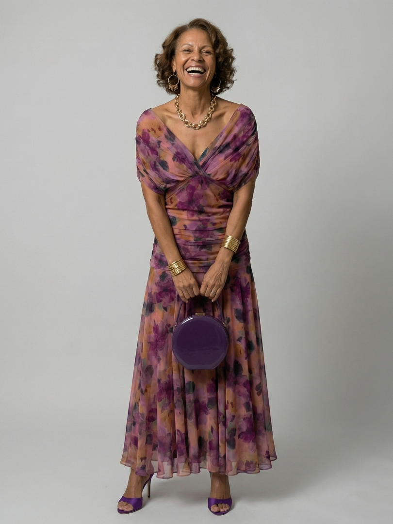 Marion | Robe Midi Décontractée à Épaules Dénudées