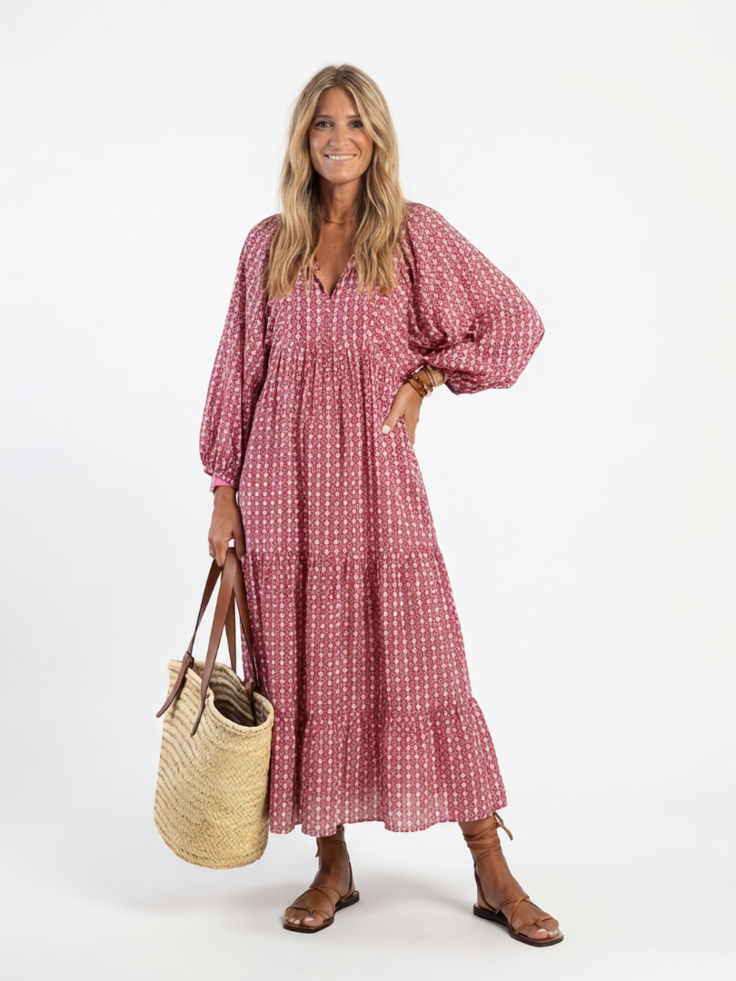 Alféa | Robe Midi Géométrique à Nouer