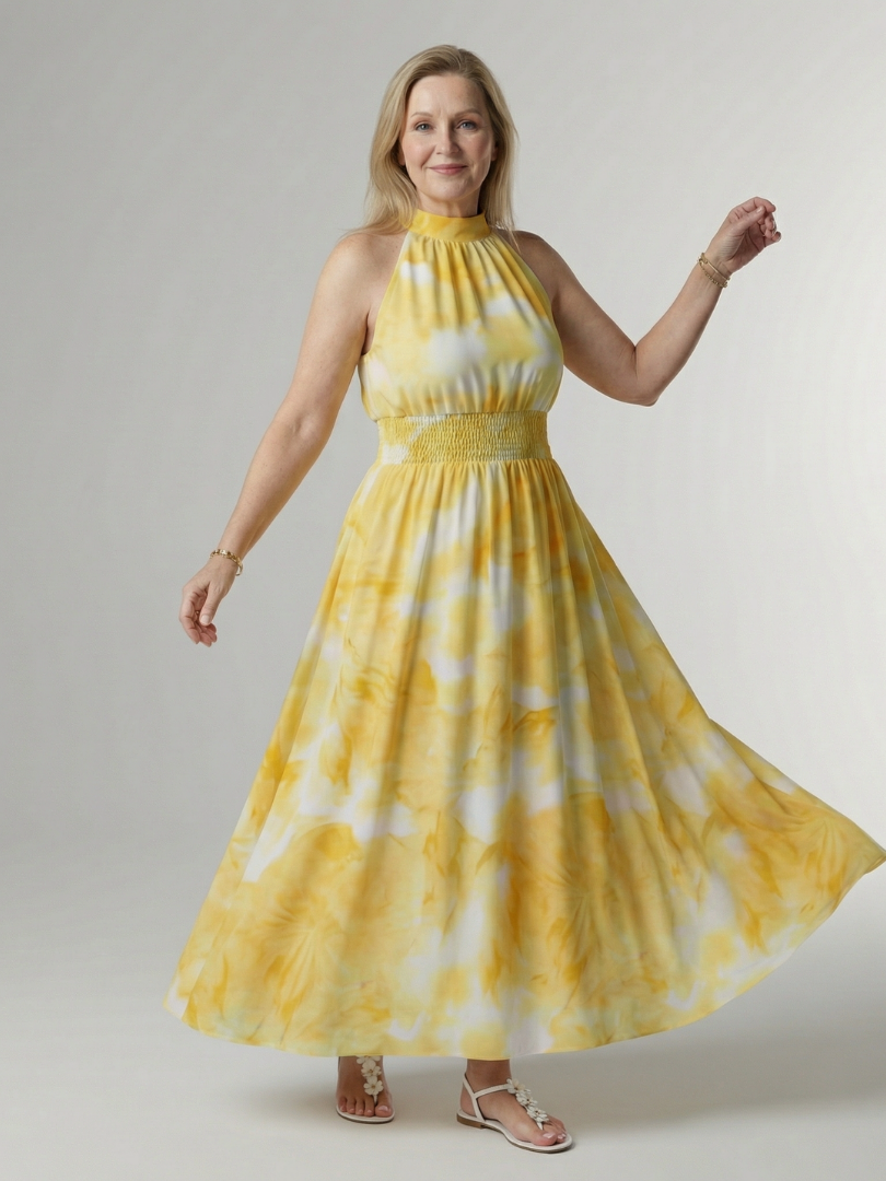 Anaïs | Robe Midi Halter Froncée