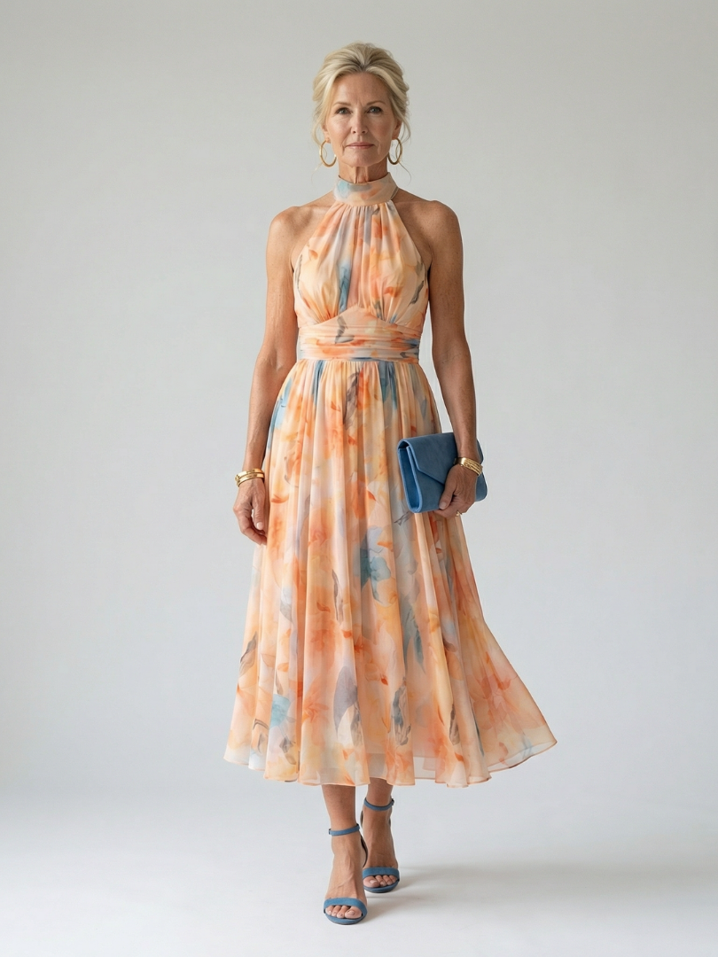 Camille | Robe Midi à Col Halter