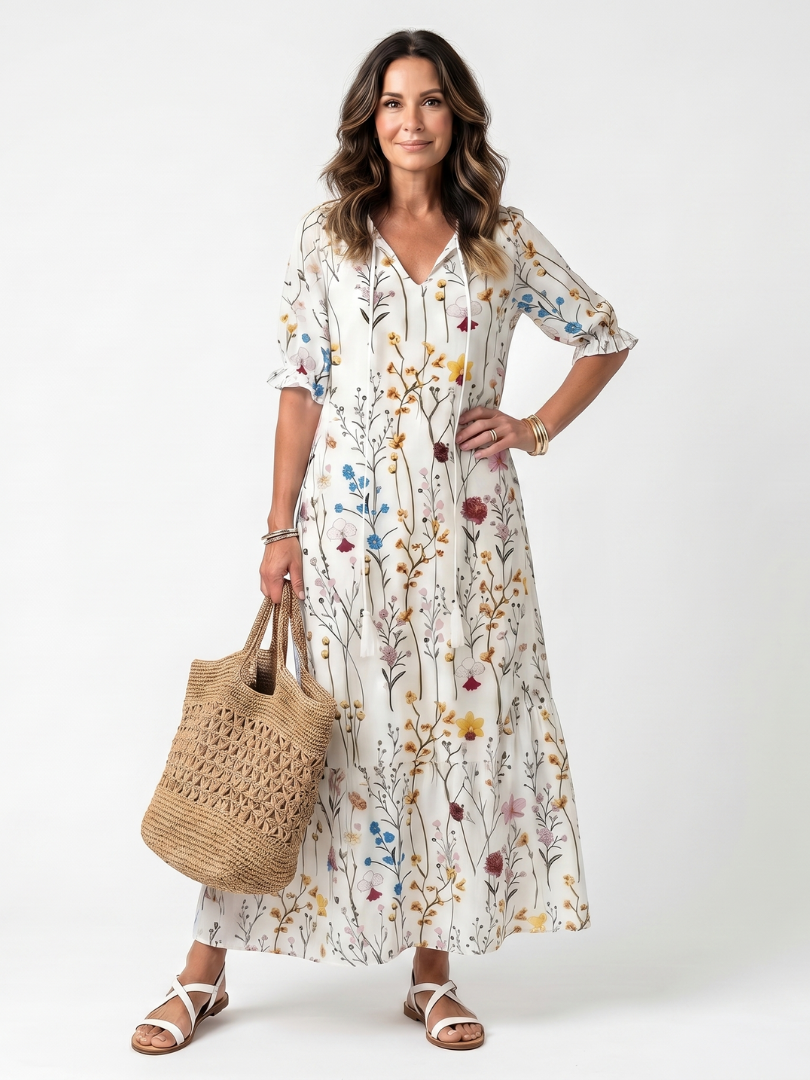 Ancelle | Robe Midi Bohème à Pompons