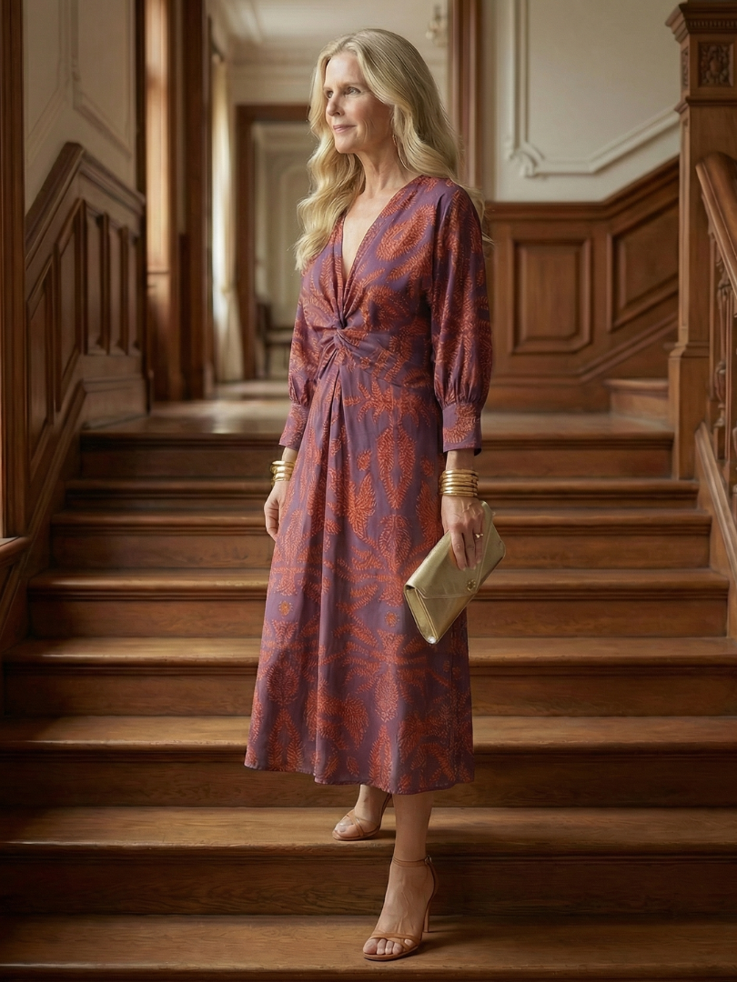 Estelle | Robe Midi Portefeuille Naturelle