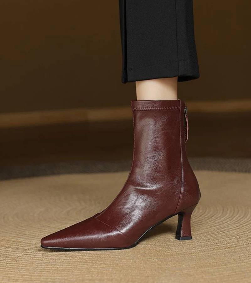 Charlette | Bottines en cuir à talon élégant
