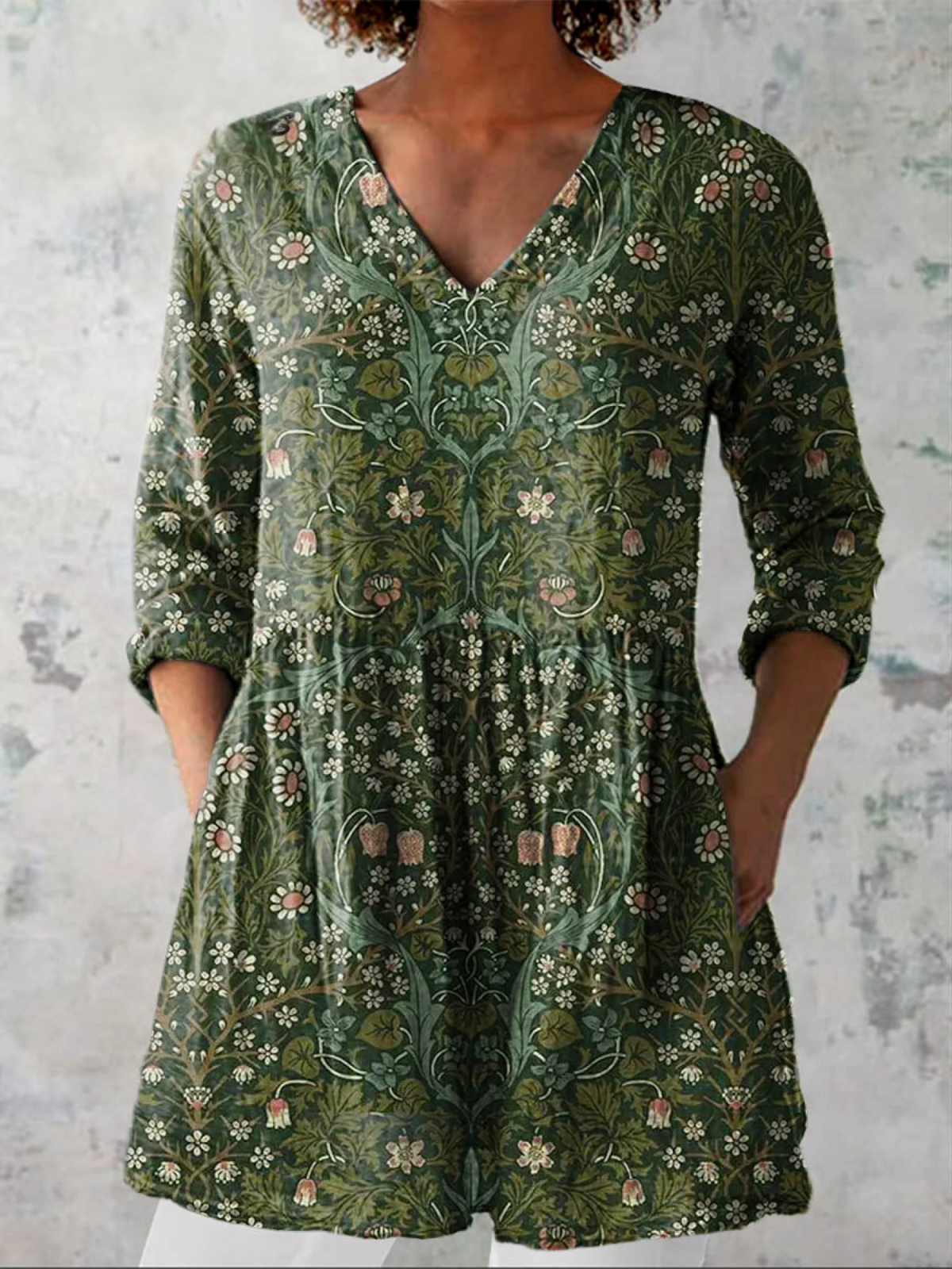 Aurélienne | Blouse Longue Fluide Col en V