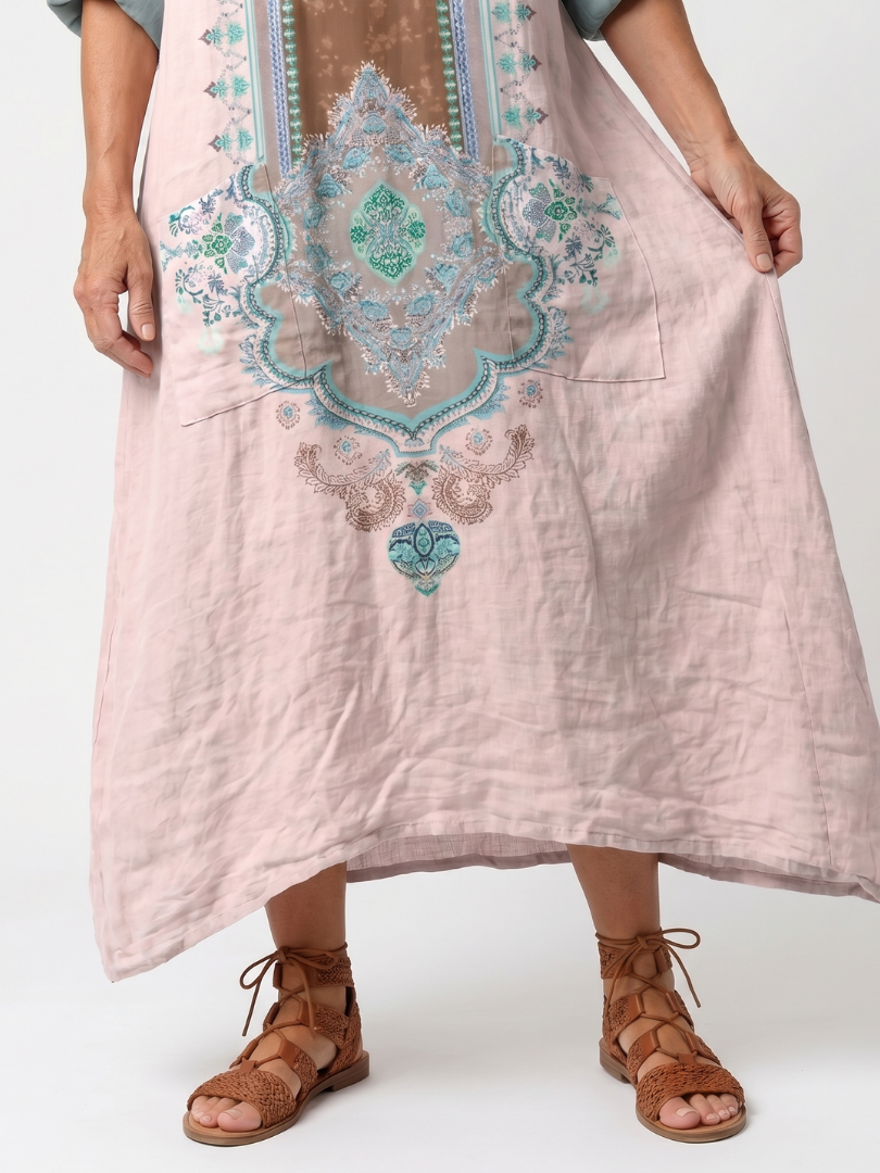 Amaury | Robe Midi Brodée à Poches