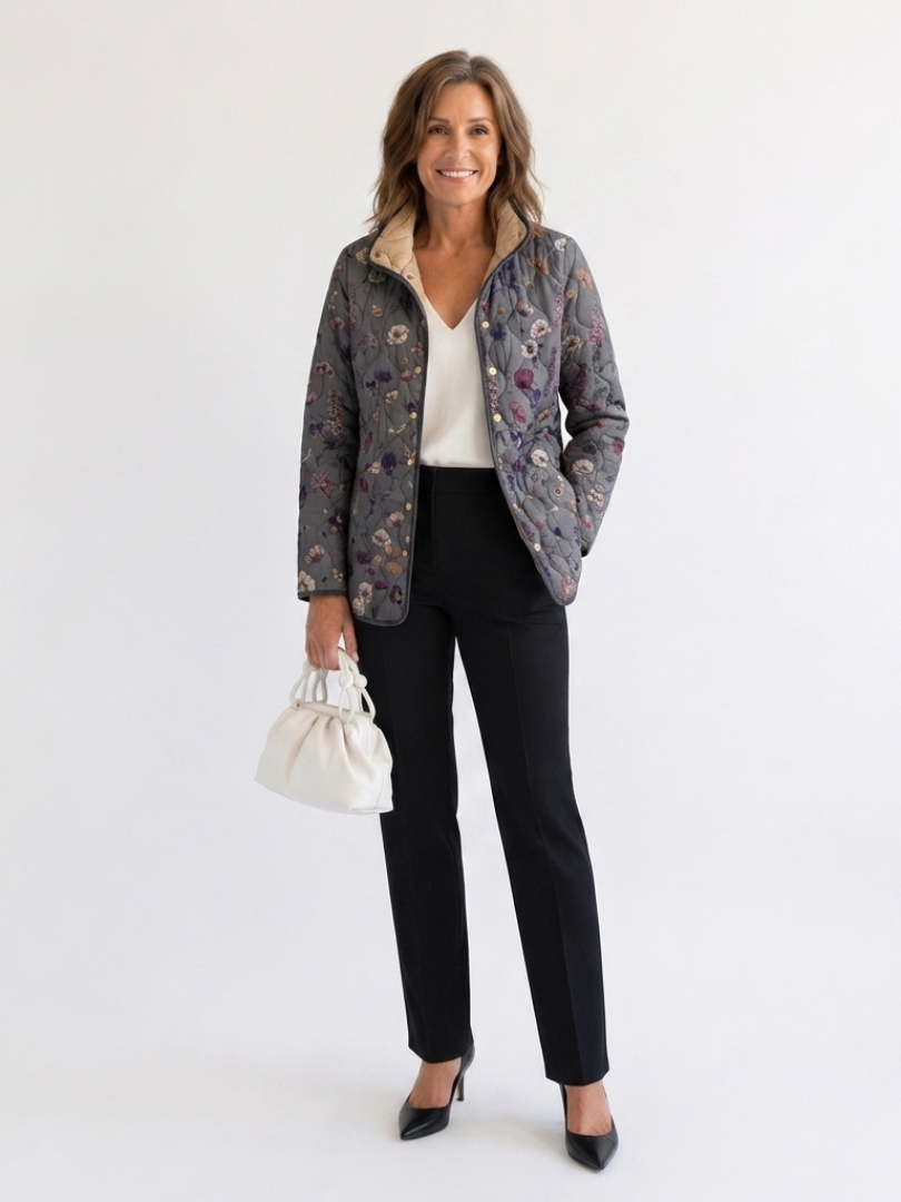 Raymonde | Veste Matelassée Fleurs Séchées