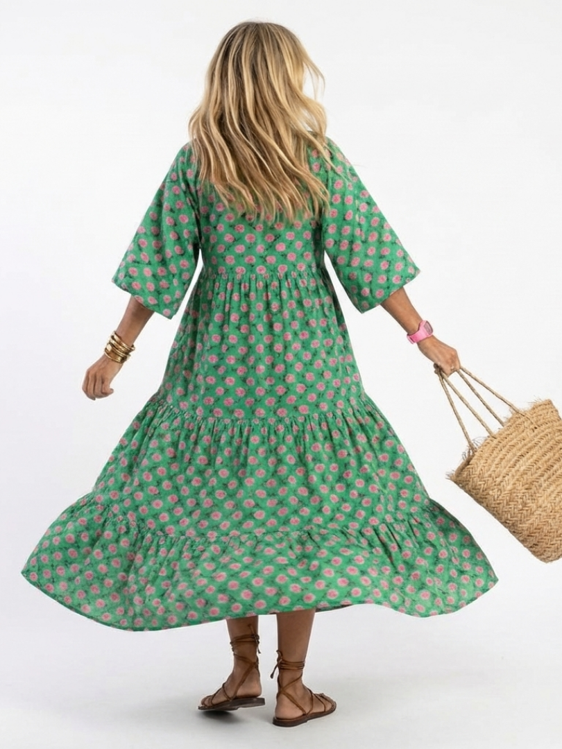 Annouck | Robe Midi Fleurie à Volants