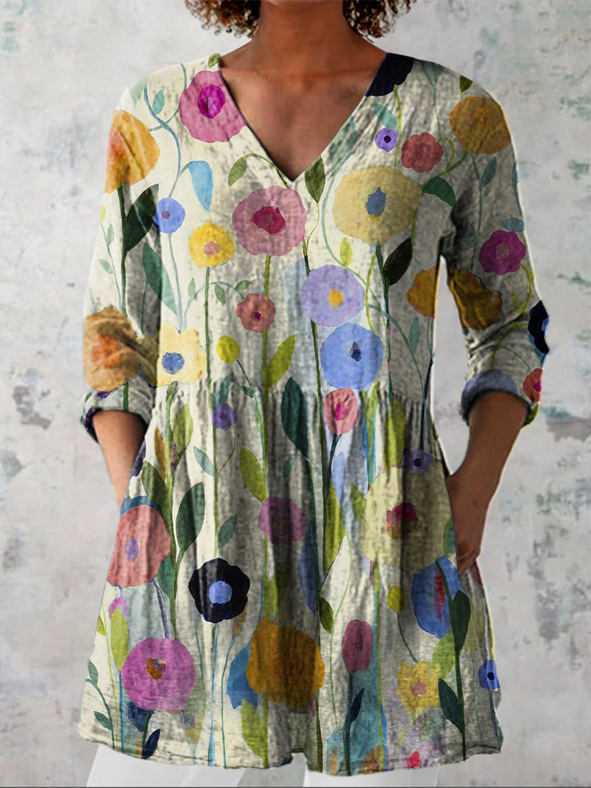 Domitienne | Blouse Longue Décolleté V Vaporeuse