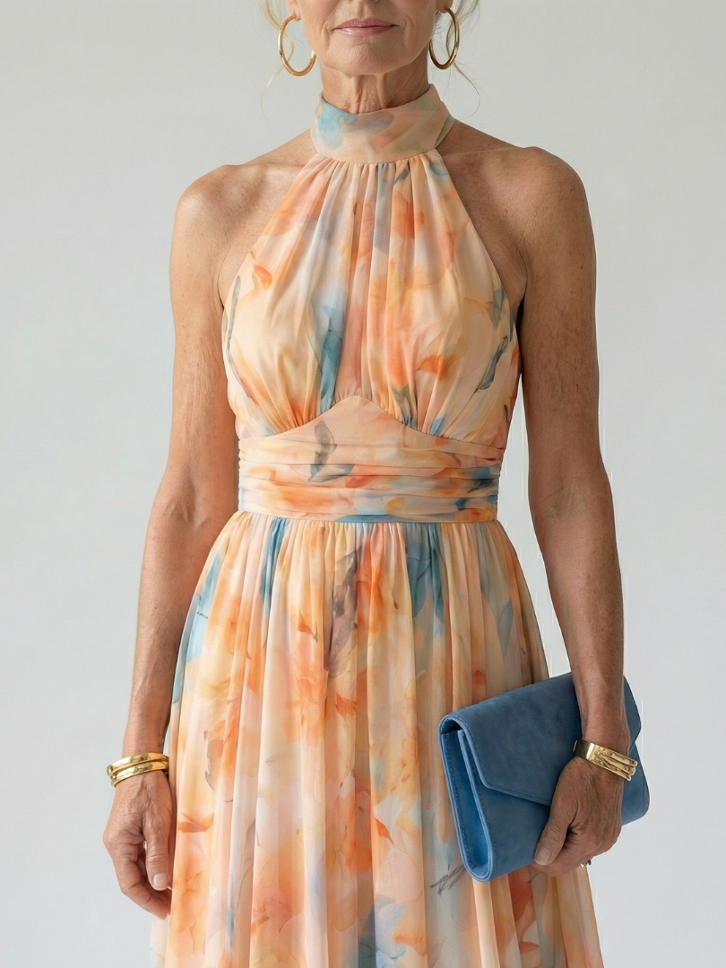 Camille | Robe Midi à Col Halter