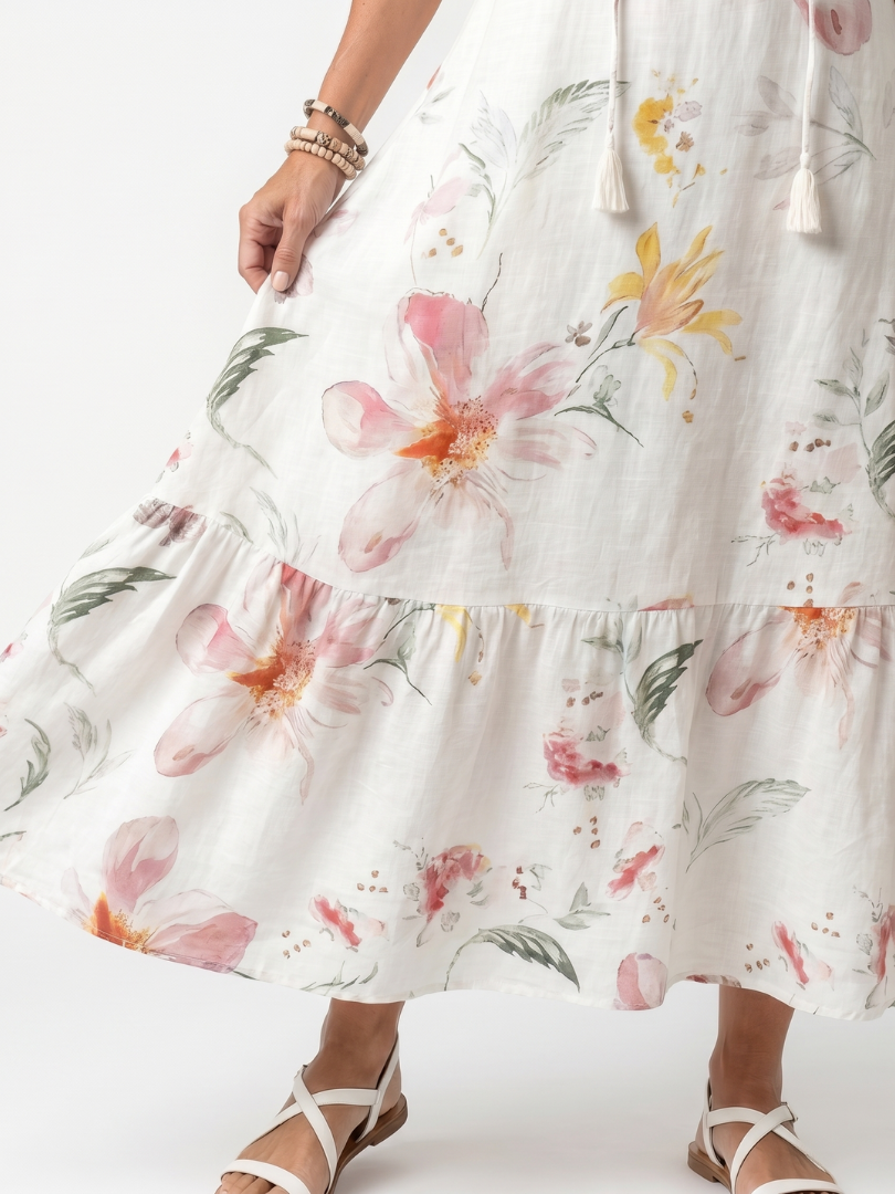 Aubierge | Robe Midi Fleurie à Volants