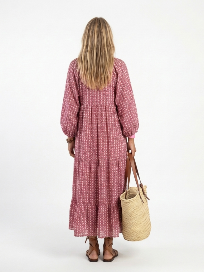Alféa | Robe Midi Géométrique à Nouer