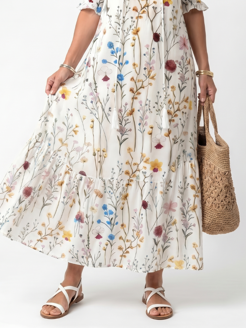 Ancelle | Robe Midi Bohème à Pompons