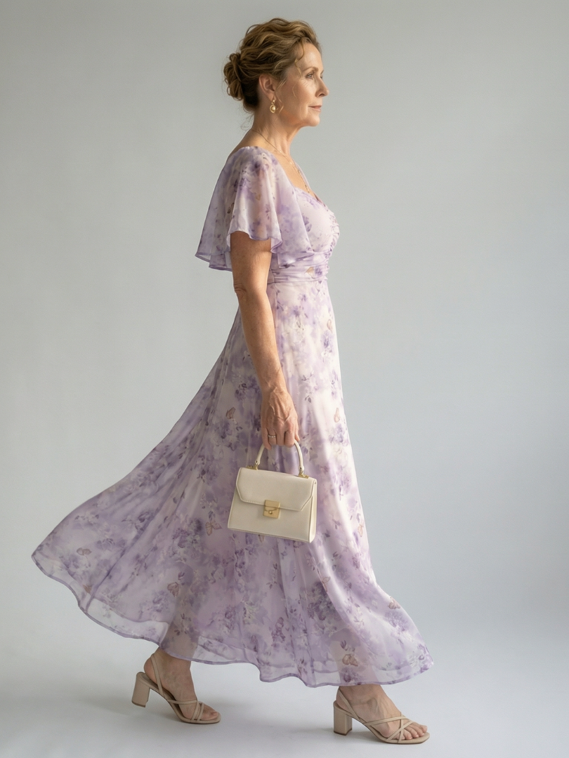 Delphine | Robe Midi Manches Volantes