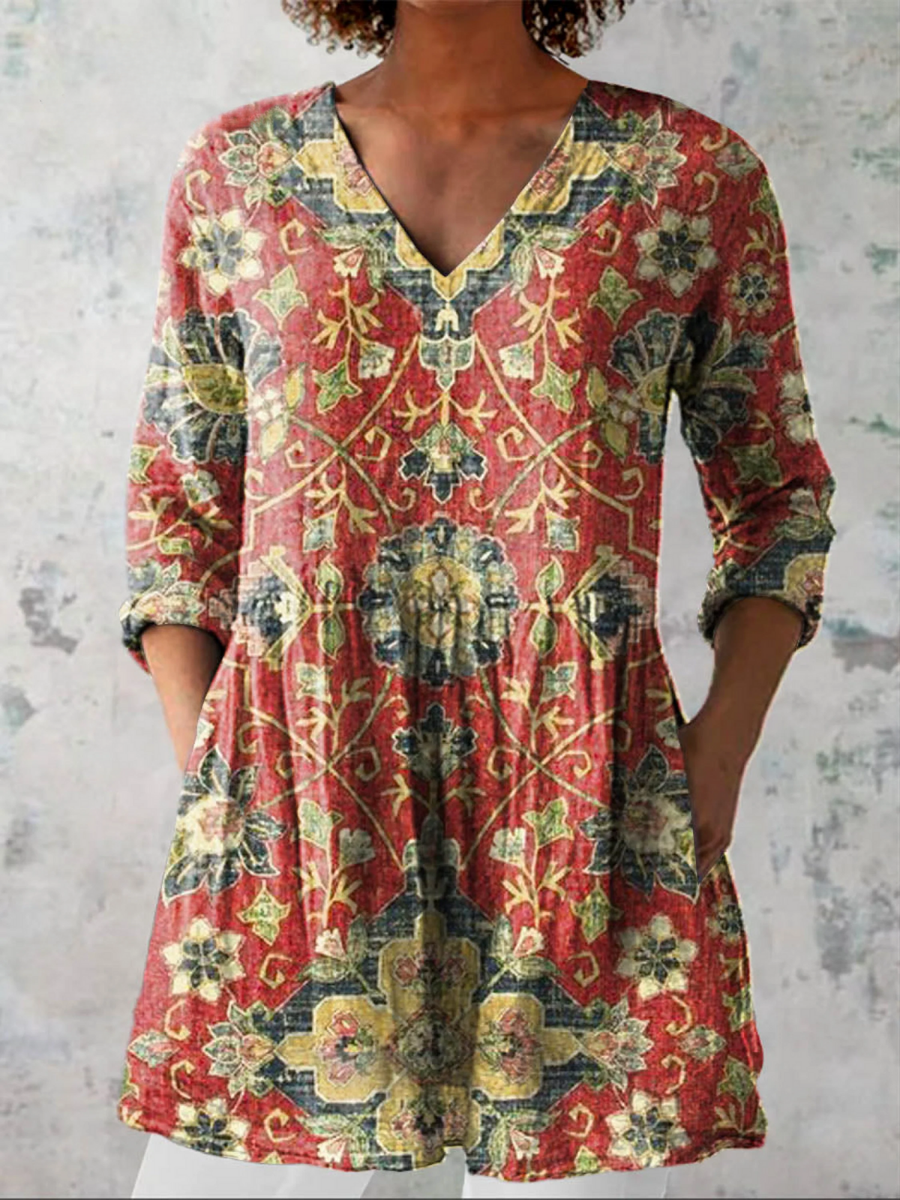 Bérengère | Blouse Longue Fluide Col V