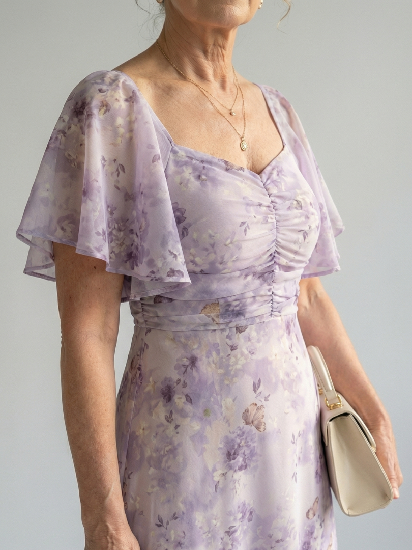 Delphine | Robe Midi Manches Volantes