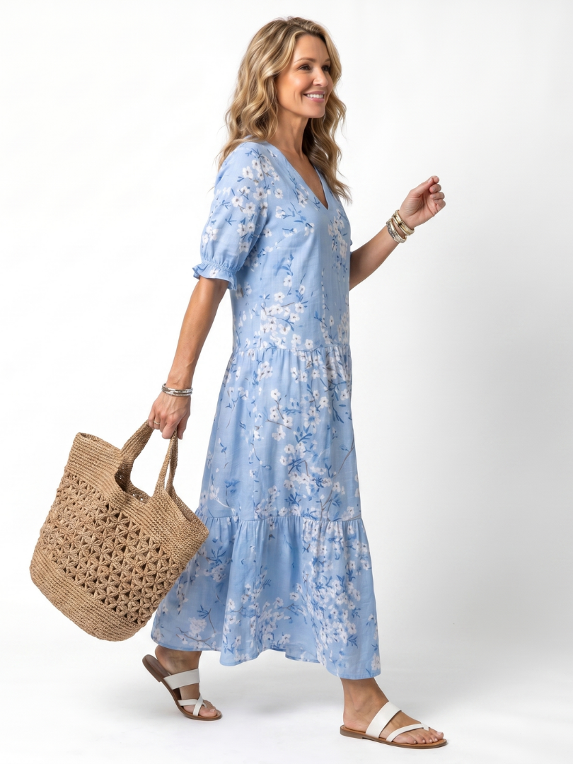 Argine | Robe Midi Fleurie à Pompons