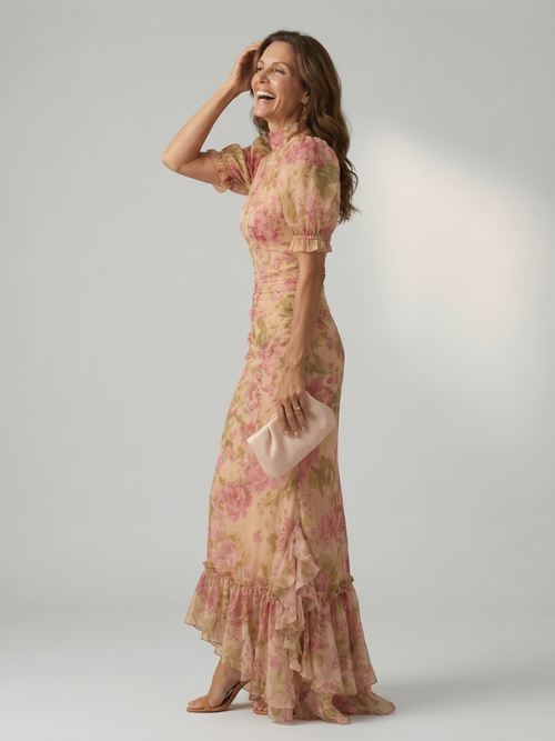 Amélie | Robe Maxi à Col Montant