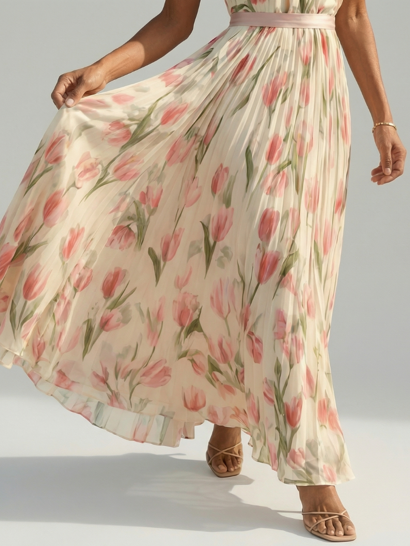 Sophie | Robe Midi Col Halter Fleurie