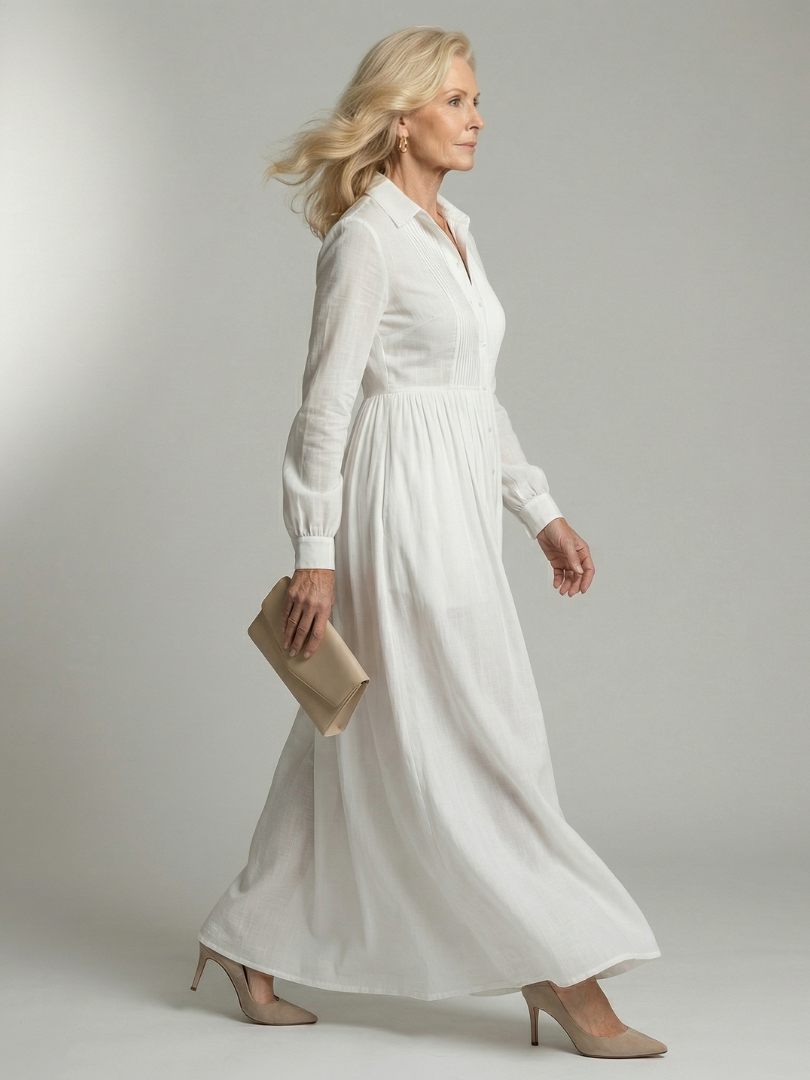 Élise | Robe Maxi Soft Flow Blanche