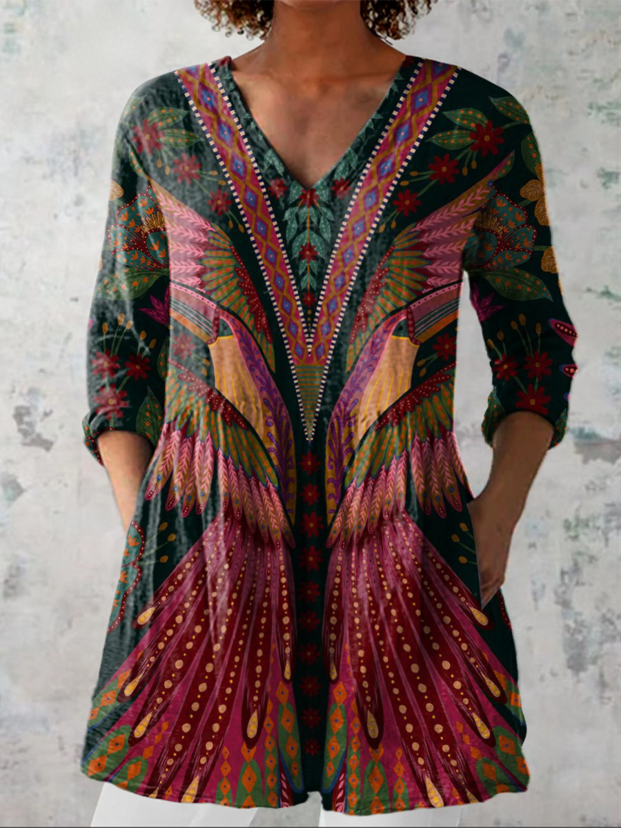 Cendrine | Blouse Longue Col V Fluide