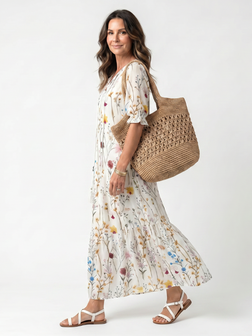 Ancelle | Robe Midi Bohème à Pompons