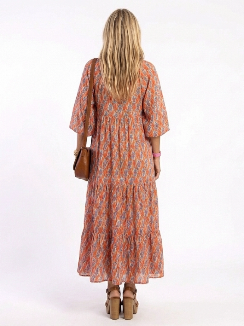 Chloé | Robe Midi Géométrique à Volants