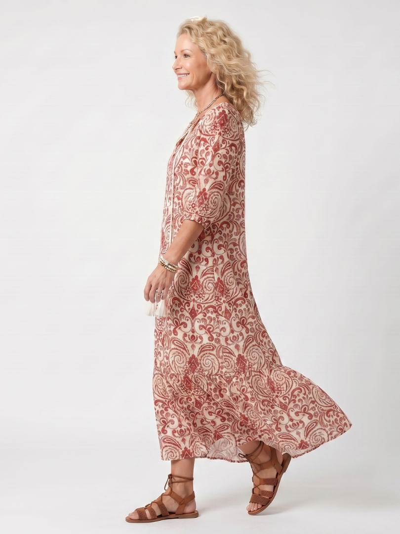 Augustine | Robe Midi Bohème à Pompons